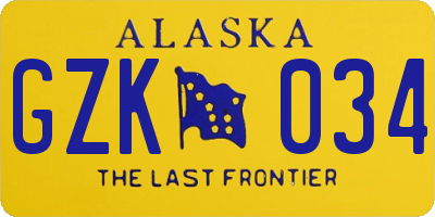 AK license plate GZK034