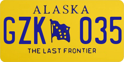 AK license plate GZK035