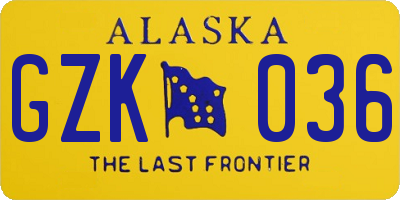 AK license plate GZK036