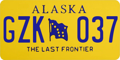 AK license plate GZK037