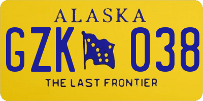 AK license plate GZK038