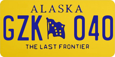 AK license plate GZK040