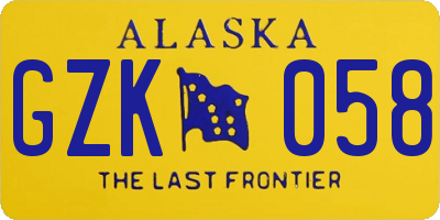 AK license plate GZK058