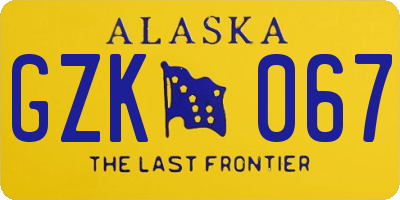 AK license plate GZK067