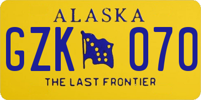 AK license plate GZK070