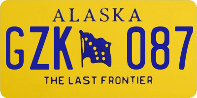 AK license plate GZK087