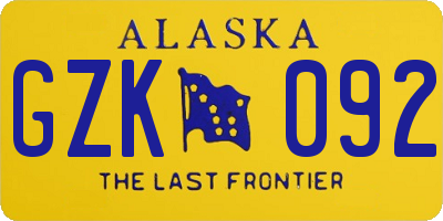 AK license plate GZK092