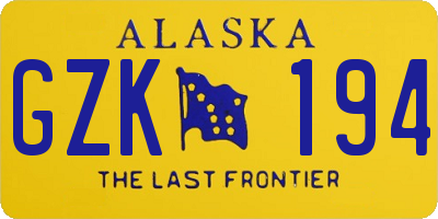 AK license plate GZK194