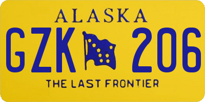 AK license plate GZK206