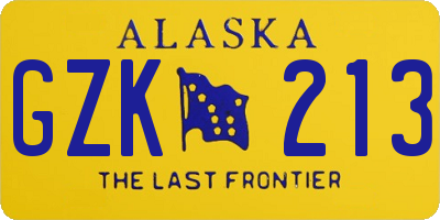 AK license plate GZK213