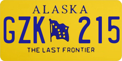 AK license plate GZK215