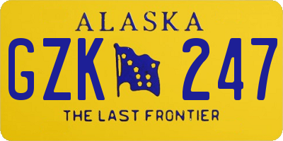 AK license plate GZK247