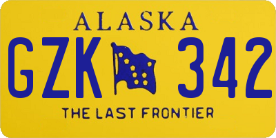 AK license plate GZK342