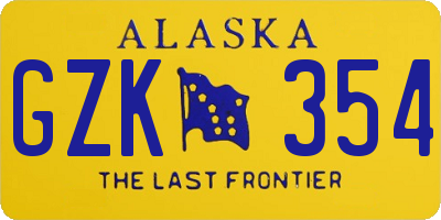AK license plate GZK354