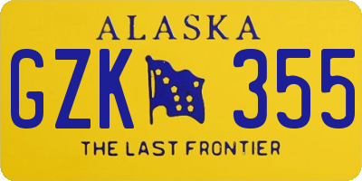 AK license plate GZK355