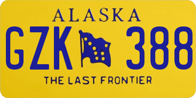AK license plate GZK388