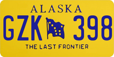 AK license plate GZK398