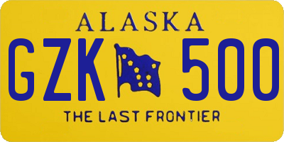 AK license plate GZK500