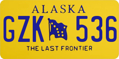 AK license plate GZK536