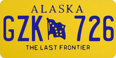 AK license plate GZK726