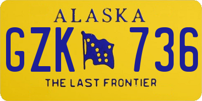 AK license plate GZK736