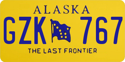 AK license plate GZK767