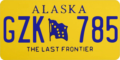 AK license plate GZK785