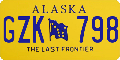 AK license plate GZK798