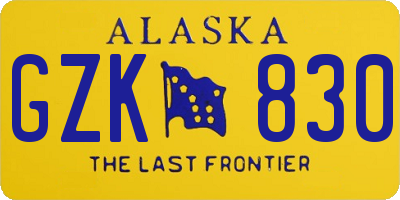 AK license plate GZK830