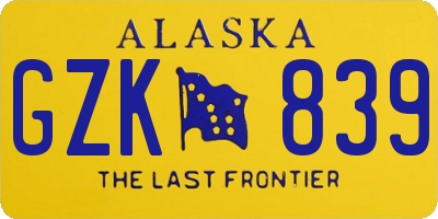 AK license plate GZK839