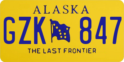 AK license plate GZK847