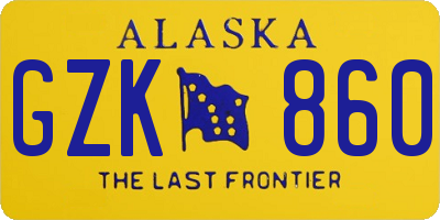 AK license plate GZK860