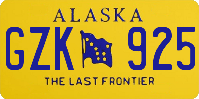 AK license plate GZK925