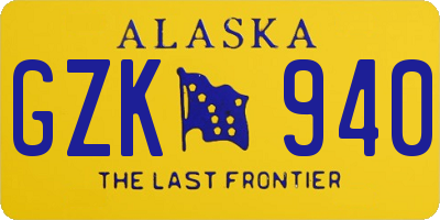 AK license plate GZK940