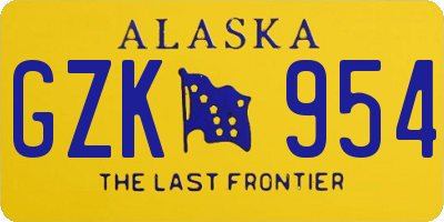 AK license plate GZK954