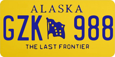 AK license plate GZK988