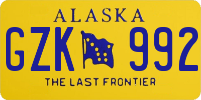 AK license plate GZK992