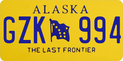 AK license plate GZK994