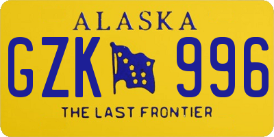 AK license plate GZK996