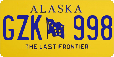 AK license plate GZK998