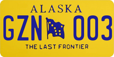 AK license plate GZN003