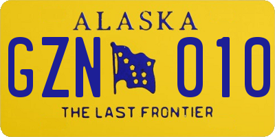 AK license plate GZN010