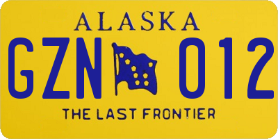 AK license plate GZN012