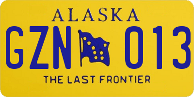 AK license plate GZN013