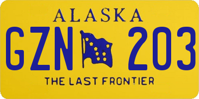 AK license plate GZN203