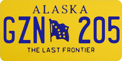 AK license plate GZN205