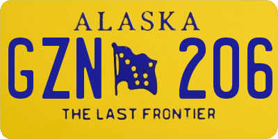 AK license plate GZN206