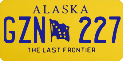 AK license plate GZN227