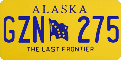 AK license plate GZN275