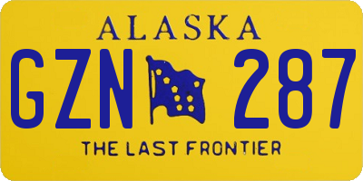 AK license plate GZN287